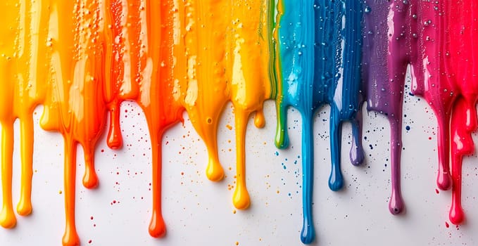 Multi-colored rainbow thick oil paint on a white isolated background, sampler template, smudges AI generated image
