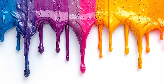 Multi-colored rainbow thick oil paint on a white isolated background, sampler template, smudges AI generated image
