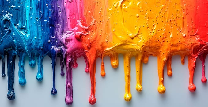 Multi-colored rainbow thick oil paint on a white isolated background, sampler template, smudges AI generated image