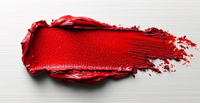 Red thick oil paint on a white isolated background, sampler template AI generated image