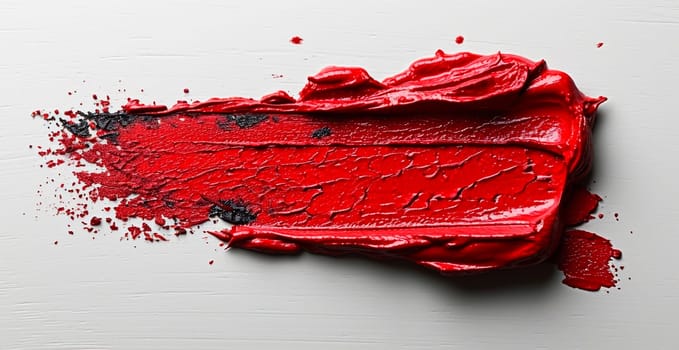 Red thick oil paint on a white isolated background, sampler template AI generated image