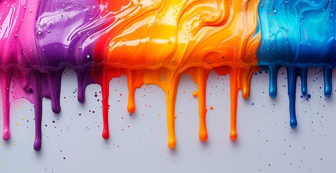 Multi-colored rainbow thick oil paint on a white isolated background, sampler template, smudges AI generated image