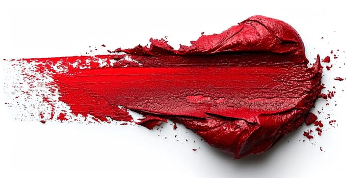 Red thick oil paint on a white isolated background, sampler template AI generated image