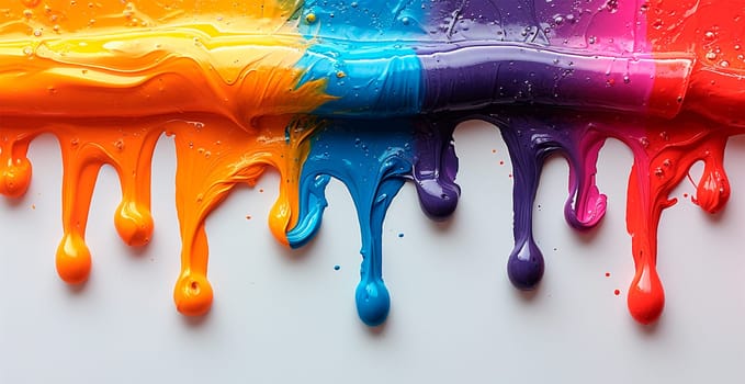 Multi-colored rainbow thick oil paint on a white isolated background, sampler template, smudges AI generated image