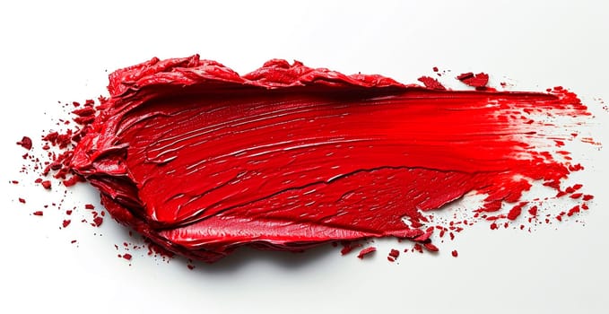 Red thick oil paint on a white isolated background, sampler template AI generated image