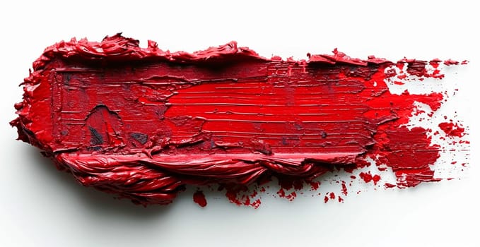 Red thick oil paint on a white isolated background, sampler template AI generated image