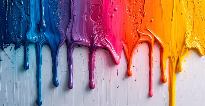 Multi-colored rainbow thick oil paint on a white isolated background, sampler template, smudges AI generated image