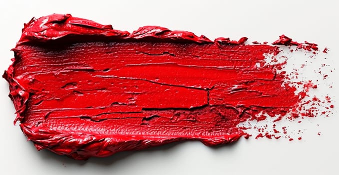 Red thick oil paint on a white isolated background, sampler template AI generated image