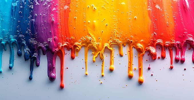 Multi-colored rainbow thick oil paint on a white isolated background, sampler template, smudges AI generated image