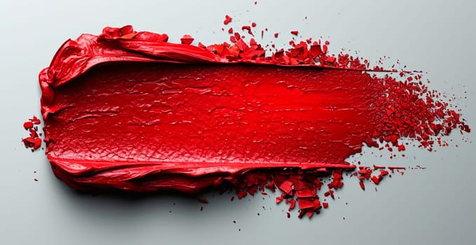 Red thick oil paint on a white isolated background, sampler template AI generated image