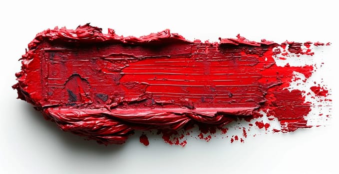 Red thick oil paint on a white isolated background, sampler template AI generated image