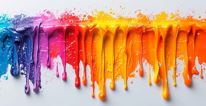 Multi-colored rainbow thick oil paint on a white isolated background, sampler template, smudges AI generated image