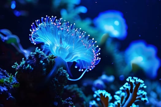 bio luminescent species in the dark ocean depths intricate patterns aglow