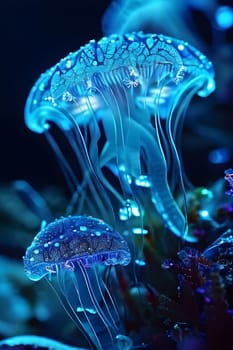 bio luminescent species in the dark ocean depths intricate patterns aglow