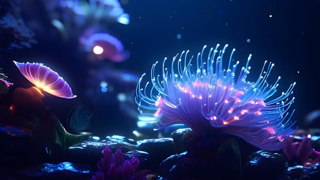bio luminescent species in the dark ocean depths intricate patterns aglow