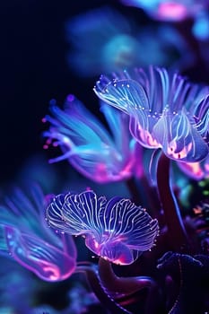 bio luminescent species in the dark ocean depths intricate patterns aglow