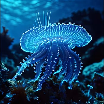 bio luminescent species in the dark ocean depths intricate patterns aglow