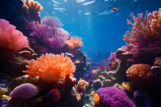 deep sea coral colony in vibrant hues nestled in the oceans abyss untroubled by marine inhabitants