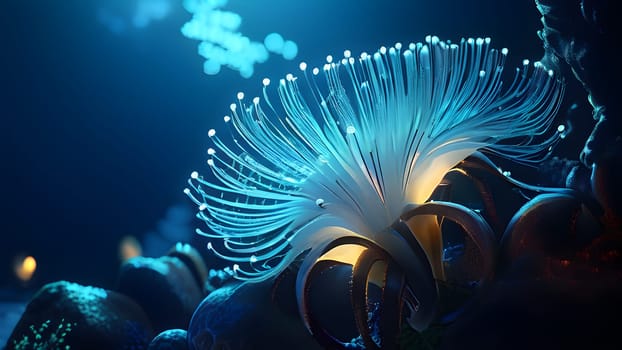 bio luminescent species in the dark ocean depths intricate patterns aglow