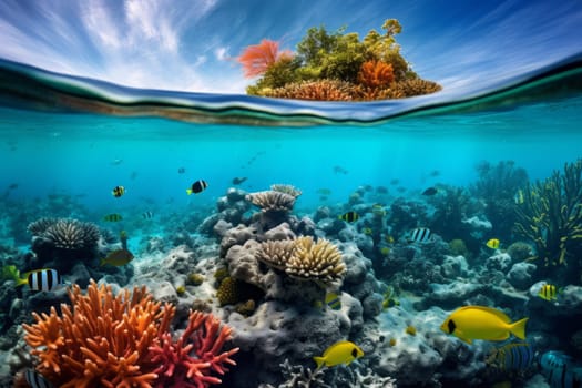 Underwater View of Tropical Coral Life. Generative AI