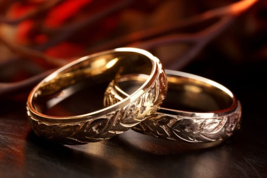 Wedding rings exchanged during a heartfelt moment. Generative AI