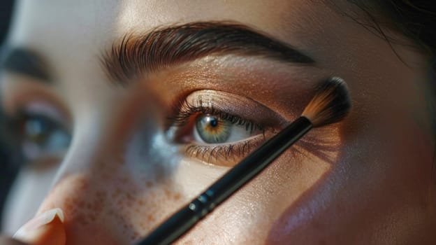 Closeup of makeup technique. Created using AI generated technology and image editing software.