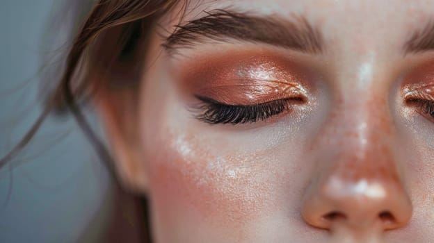 Close up portrait of eye makeup. Created using AI generated technology and image editing software.