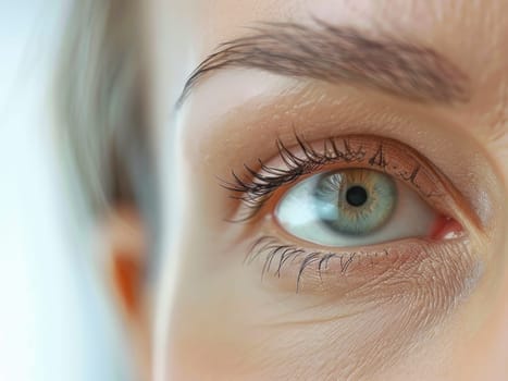 Close up portrait of a beautiful eye. Created using AI generated technology and image editing software.