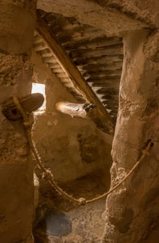 P. de Acim, Spain - Jan 21, 2024: Saint Pedro of Alcantara cell at El Palancar Convent, Pedroso de Acim, Caceres, Spain