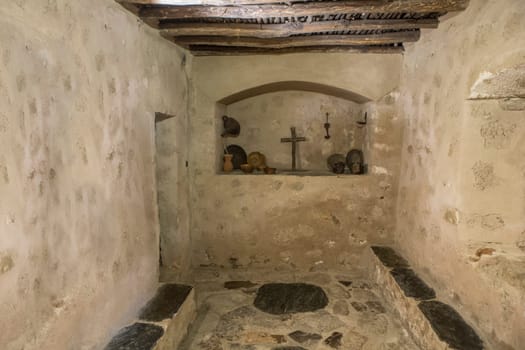 P. de Acim, Spain - Jan 21, 2024: Refectory at El Palancar Convent, Pedroso de Acim, Caceres, Spain