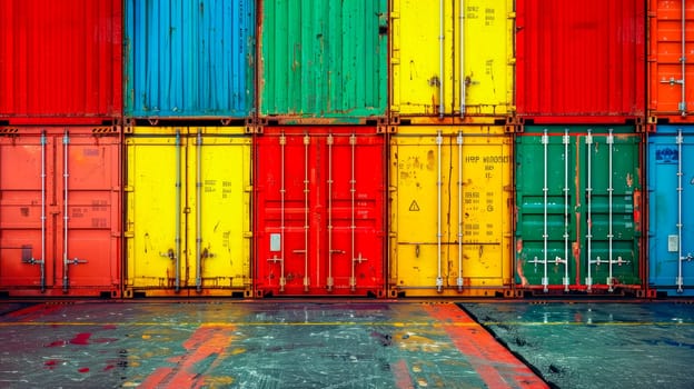 Handling stack of container shipping yard.AI generated