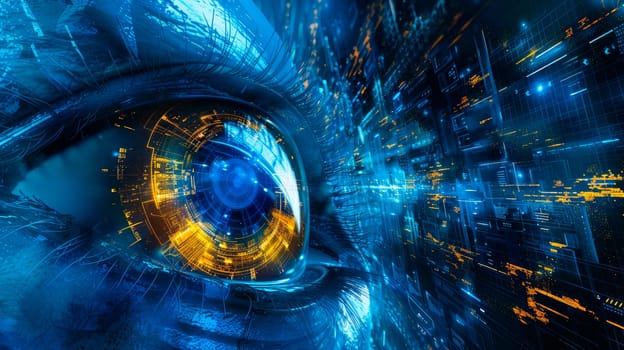 Security access technology.Digital Eye Recognition System. Technology concept. AI generated