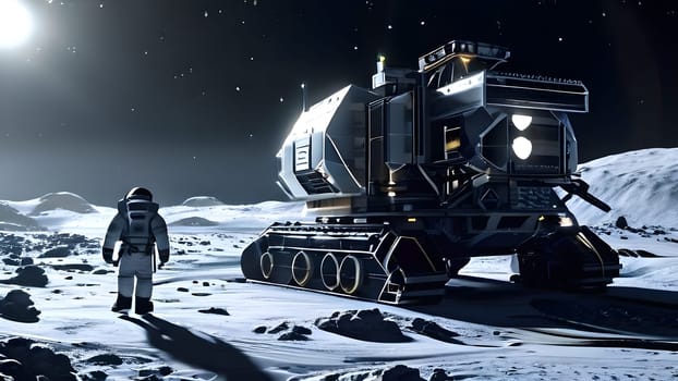 asteroid mining operation visualization of spacecraft robots extracting resources