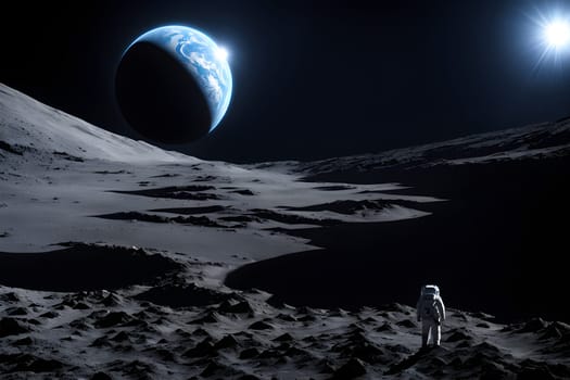 astronaut stationed on the moon