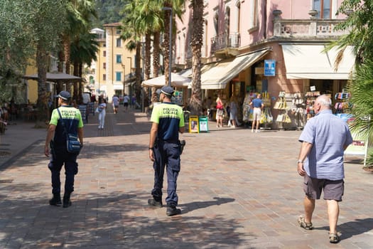Police presence for public safety in the popular vacation resort of Riva del Garda on Lake Garda in Italy