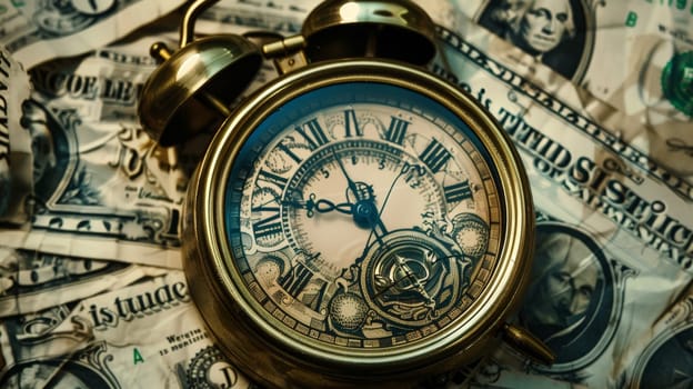 In this thought-provoking image, the phrase 'Time is Money' is visually depicted through a symbolic representation, emphasizing the intrinsic link between time management and financial success. The image serves as a reminder of the invaluable nature of time in the realm of business and personal finance.