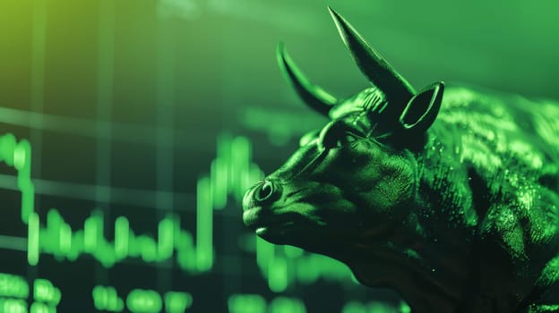Experience the thrill of a bullish market as the trading graph ascends, signaling an upward trend against a vibrant green backdrop. Dive into the world of trading success and financial prosperity.