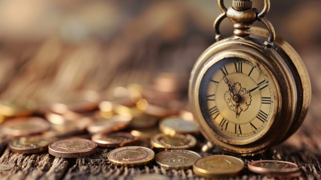 In this thought-provoking image, the phrase 'Time is Money' is visually depicted through a symbolic representation, emphasizing the intrinsic link between time management and financial success. The image serves as a reminder of the invaluable nature of time in the realm of business and personal finance.
