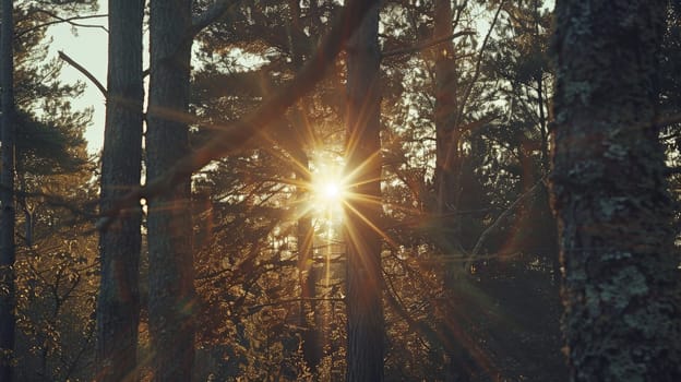 Bathed in the gentle glow of sunlight, the lush foliage of the forest comes alive on a radiant, sunny day. The interplay of light and shadow creates a mesmerizing spectacle, as sunbeams filter through the canopy, illuminating the verdant surroundings with warmth and vitality.""