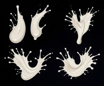 AI generated of a splash of white milk isolated