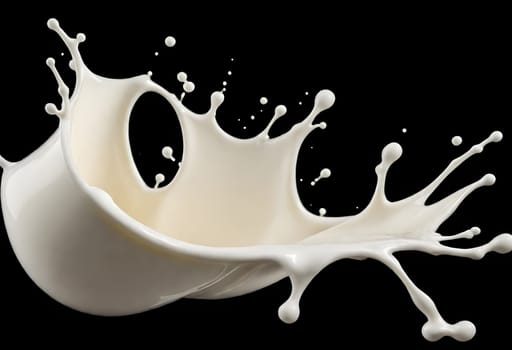 AI generated of a splash of white milk isolated