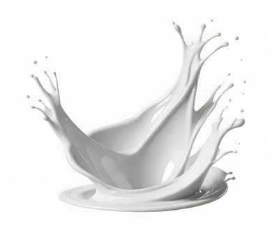 AI generated of a splash of white milk isolated