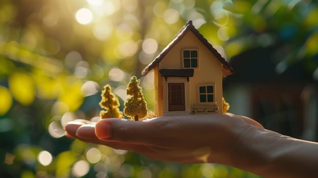 In this evocative image, a human hand delicately cradles a miniature house, symbolizing the aspirations of homeownership and the importance of property insurance. This concept encapsulates the essence of securing one's dream home, offering reassurance and protection in the face of uncertainties. Whether it's for mortgage purposes or safeguarding against unforeseen risks, this image speaks volumes about the significance of home insurance.