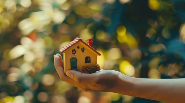 In this evocative image, a human hand delicately cradles a miniature house, symbolizing the aspirations of homeownership and the importance of property insurance. This concept encapsulates the essence of securing one's dream home, offering reassurance and protection in the face of uncertainties. Whether it's for mortgage purposes or safeguarding against unforeseen risks, this image speaks volumes about the significance of home insurance.