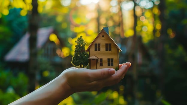 In this evocative image, a human hand delicately cradles a miniature house, symbolizing the aspirations of homeownership and the importance of property insurance. This concept encapsulates the essence of securing one's dream home, offering reassurance and protection in the face of uncertainties. Whether it's for mortgage purposes or safeguarding against unforeseen risks, this image speaks volumes about the significance of home insurance.