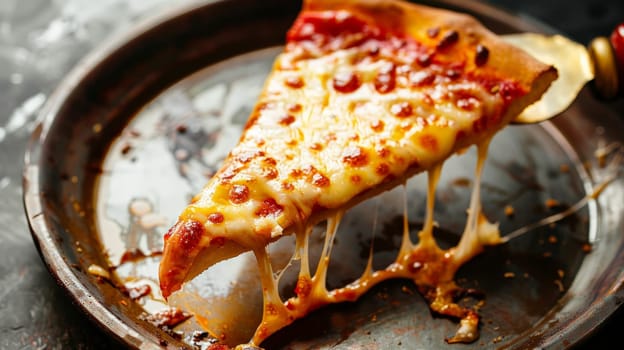 Indulge in the mouthwatering allure of a freshly baked Italian pizza slice, topped with gooey, melted cheese, and savory ingredients. This appetizing treat promises a burst of flavor with every bite, satisfying cravings and igniting the senses.