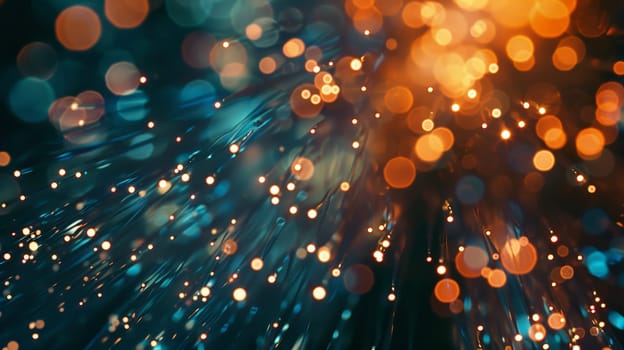 Delve into the mesmerizing world of fiber optics with this abstract close-up, where vibrant lights dance in a symphony of colors, evoking a sense of wonder and festivity. Explore the intersection of optical communication and holiday spirit.