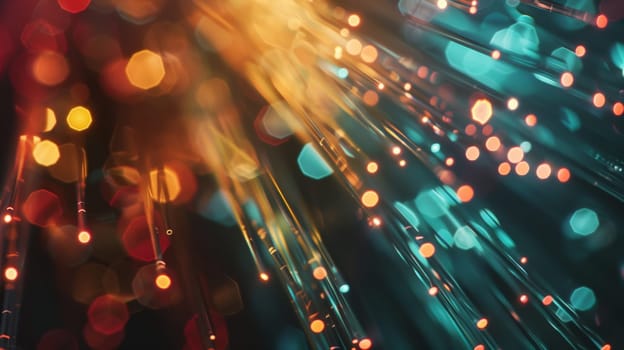 Delve into the mesmerizing world of fiber optics with this abstract close-up, where vibrant lights dance in a symphony of colors, evoking a sense of wonder and festivity. Explore the intersection of optical communication and holiday spirit.