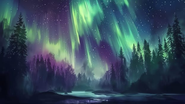Behold the breathtaking spectacle of the Northern Lights, also known as the Aurora Borealis, painting the night sky with vibrant hues of green, purple, and blue. This awe-inspiring natural phenomenon captivates with its mystical charm and ethereal beauty.