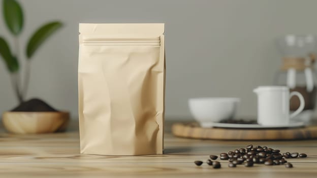 Experience the essence of freshly roasted coffee beans with our captivating paper bag product mockup photography, showcasing the rich aroma and flavor waiting to be enjoyed.